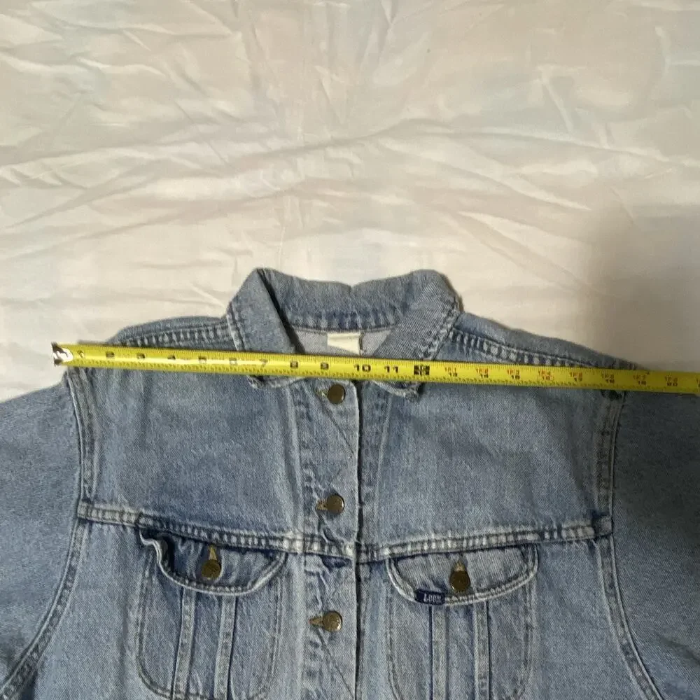 Lee Men's Blue Jean Jacket Button Front Pockets Chest 42 Short Point Collar